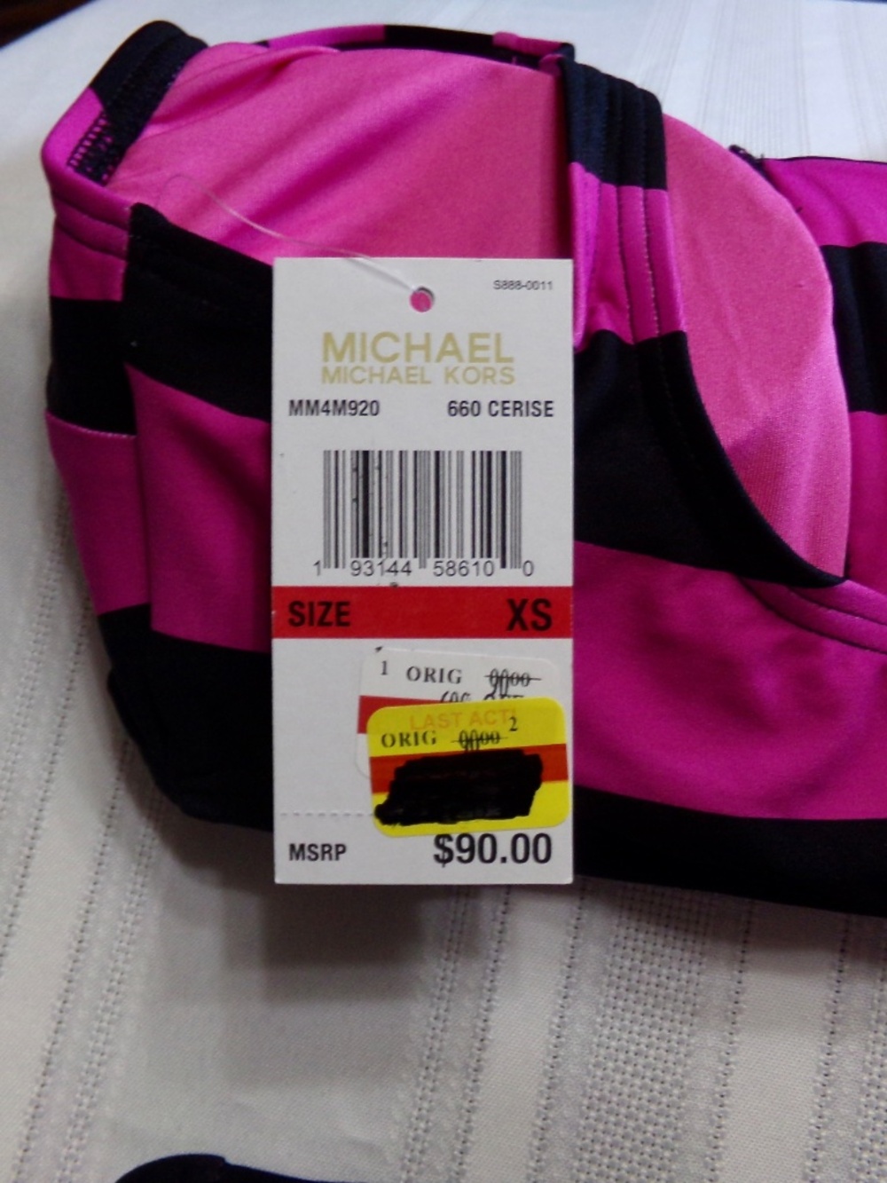 NWT Michael Michael Kors 660 Cerise Sport, Stripped 2PC Bikini Size XS - Picture 12 of 13